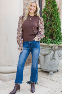 All In Time Brown Ditsy Floral Sweater