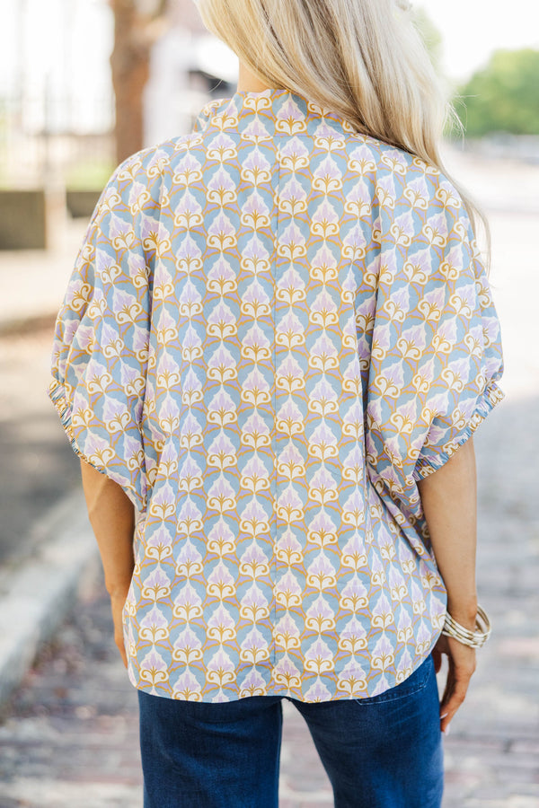 Way Back When Blue Medallion Blouse