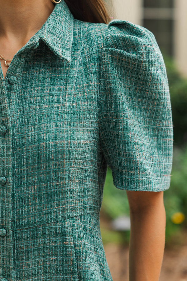 Take It As It Is Teal Tweed Midi Dress – Shop the Mint