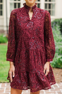 Always On My Mind Burgundy Textured Babydoll Dress