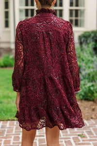 Always On My Mind Burgundy Textured Babydoll Dress