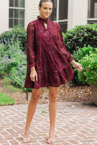 Always On My Mind Burgundy Textured Babydoll Dress