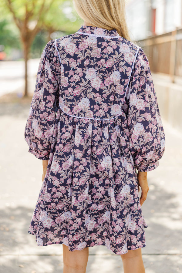All About It Dark Purple Floral Dress Shop the Mint All About It Dark Purple Floral Dress Shop the Mint