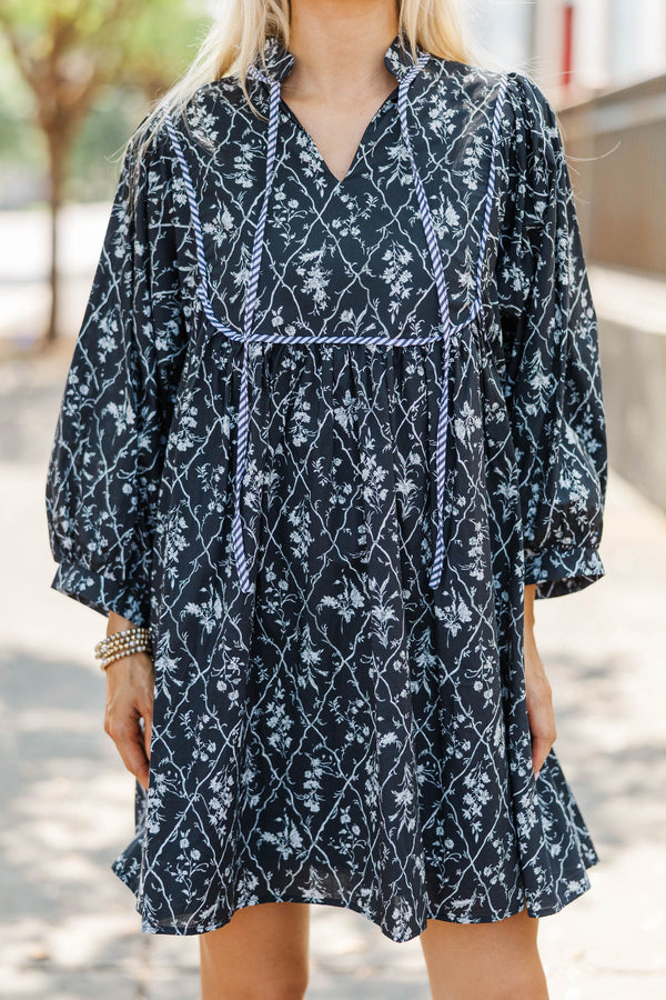 All About It Black Ditsy Floral Dress