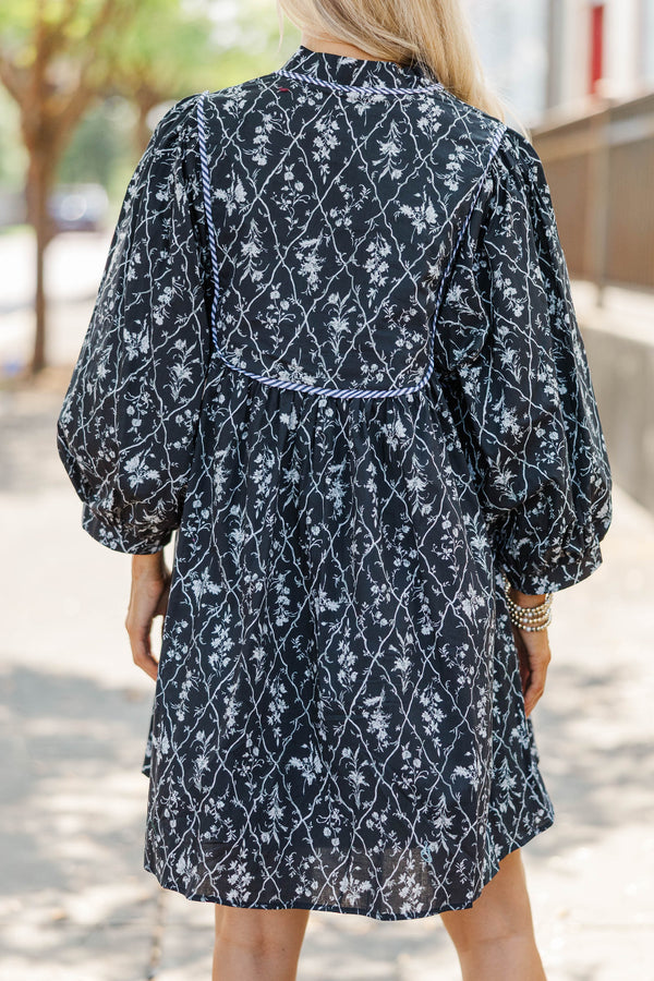 All About It Black Ditsy Floral Dress