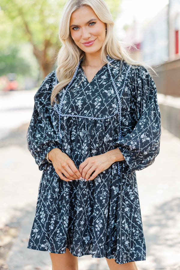 All About It Black Ditsy Floral Dress