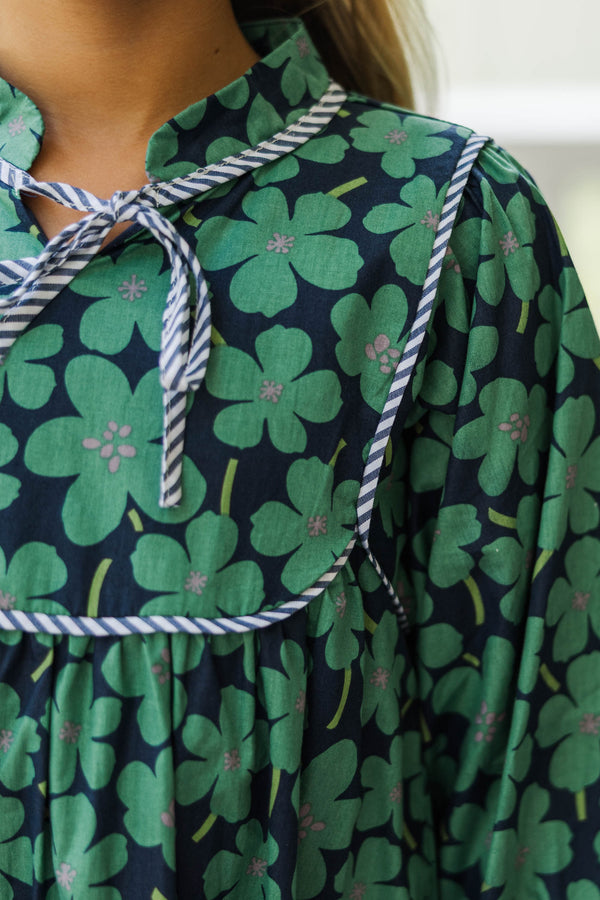 Girls: All About It Green Floral Dress