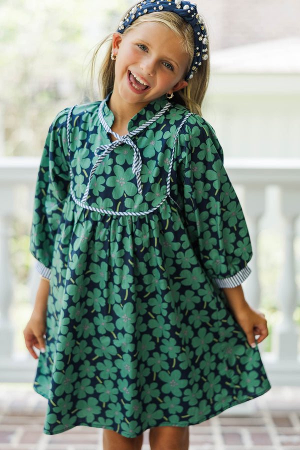 Girls: All About It Green Floral Dress