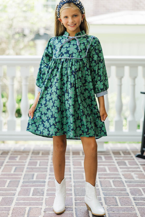 Girls: All About It Green Floral Dress