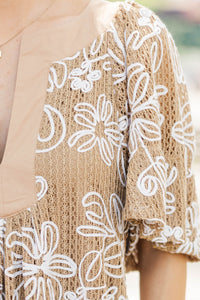 Just A Theory Camel Embroidery Camel Cotton Dress