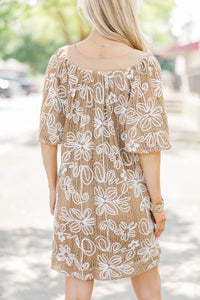 Just A Theory Camel Embroidery Camel Cotton Dress