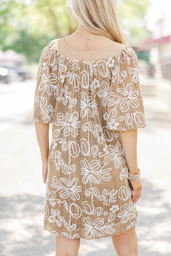 Just A Theory Camel Embroidery Camel Cotton Dress