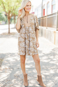 Just A Theory Camel Embroidery Camel Cotton Dress