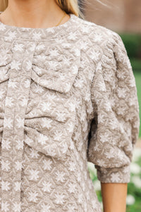 Life With You Taupe Medallion Bow Blouse