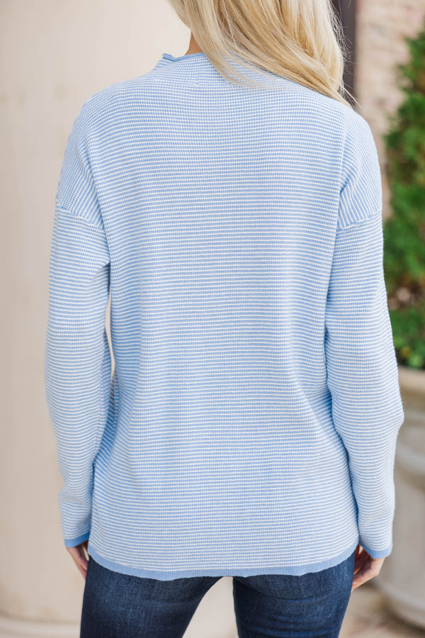 What A Treat Blue Striped Sweater