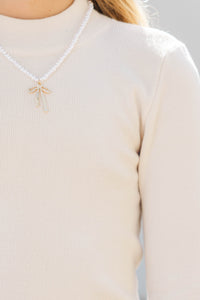 Girls: See It Through Oatmeal Ribbed Top