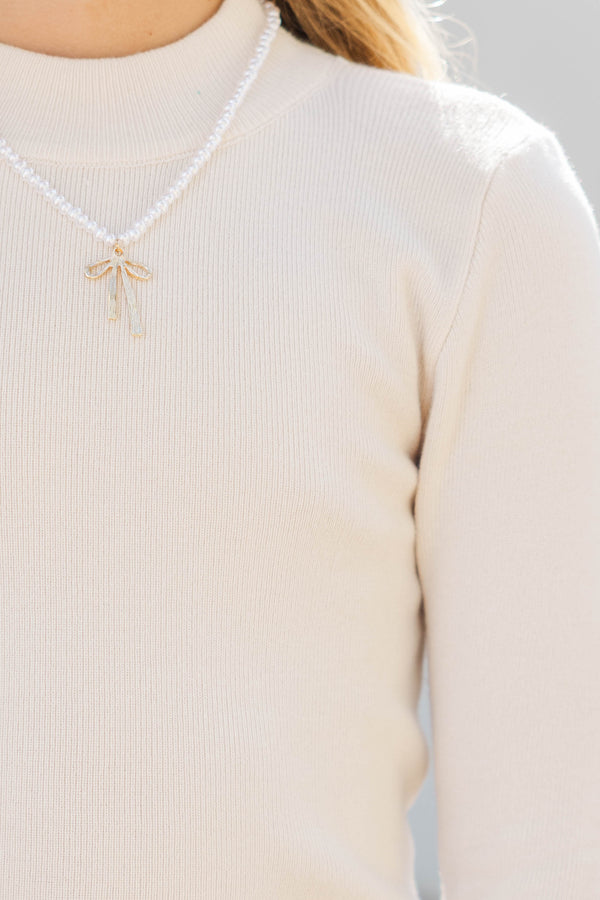 Girls: See It Through Oatmeal Ribbed Top