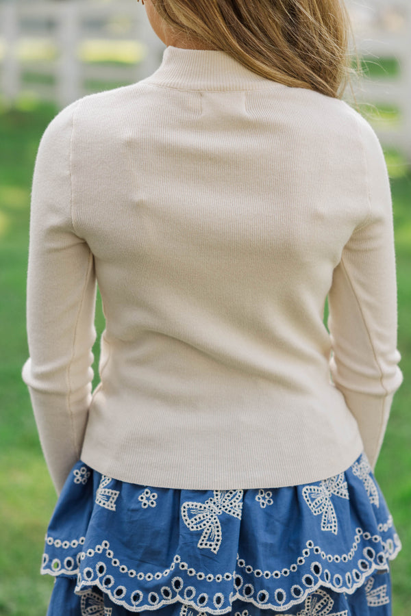 Girls: See It Through Oatmeal Ribbed Top