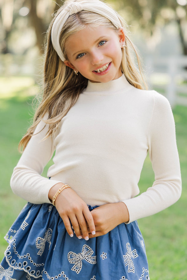 Girls: See It Through Oatmeal Ribbed Top