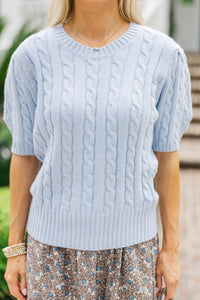 Give It A Try Light Blue Cable Knit Sweater