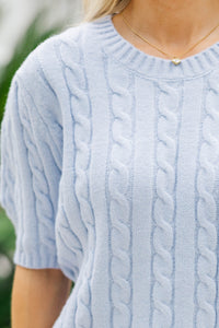 Give It A Try Light Blue Cable Knit Sweater