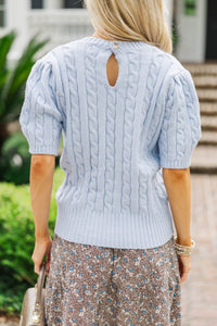 Give It A Try Light Blue Cable Knit Sweater