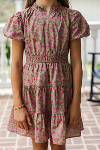 Girls: The Lily Claire Brown Ditsy Floral Dress