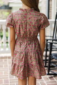 Girls: The Lily Claire Brown Ditsy Floral Dress