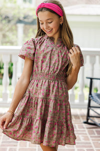 Girls: The Lily Claire Brown Ditsy Floral Dress