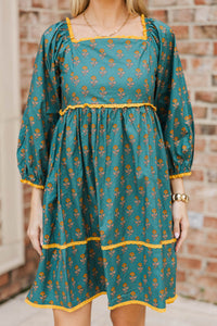 Loved By You Teal Medallion Babydoll Dress