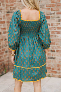 Loved By You Teal Medallion Babydoll Dress