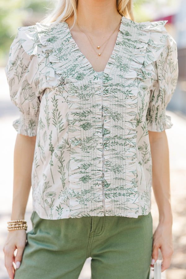 Candlelit Nights Olive Floral Blouse