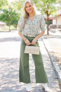 Candlelit Nights Olive Floral Blouse