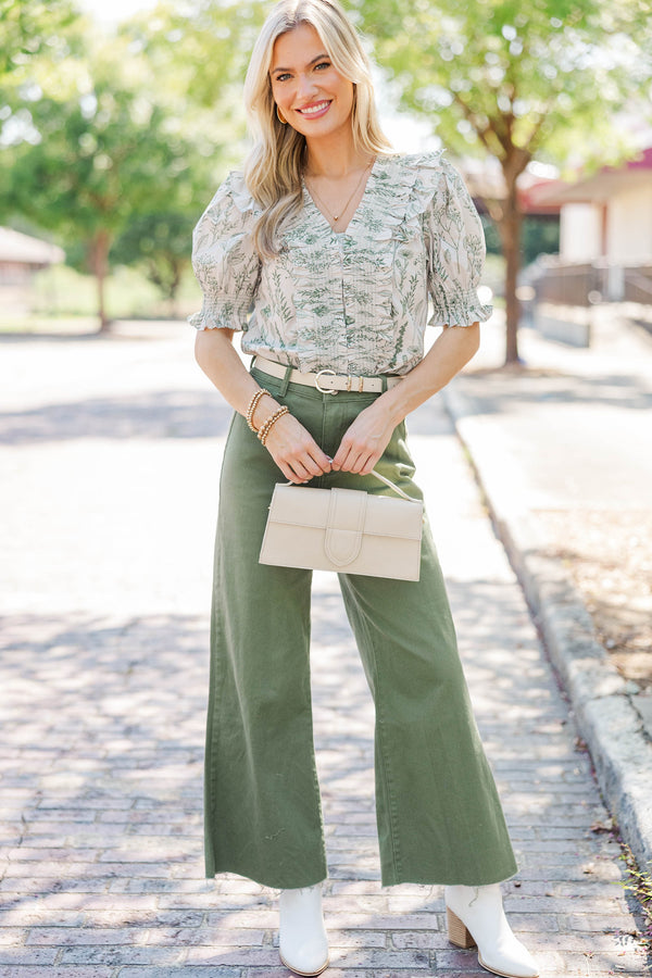 Candlelit Nights Olive Floral Blouse