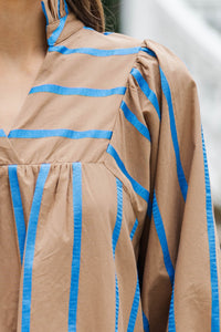 All About You Brown Striped Shift Dress