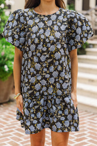 Out To Brunch Black Brocade Dress