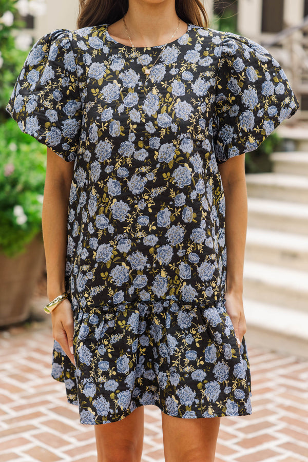 Out To Brunch Black Brocade Dress