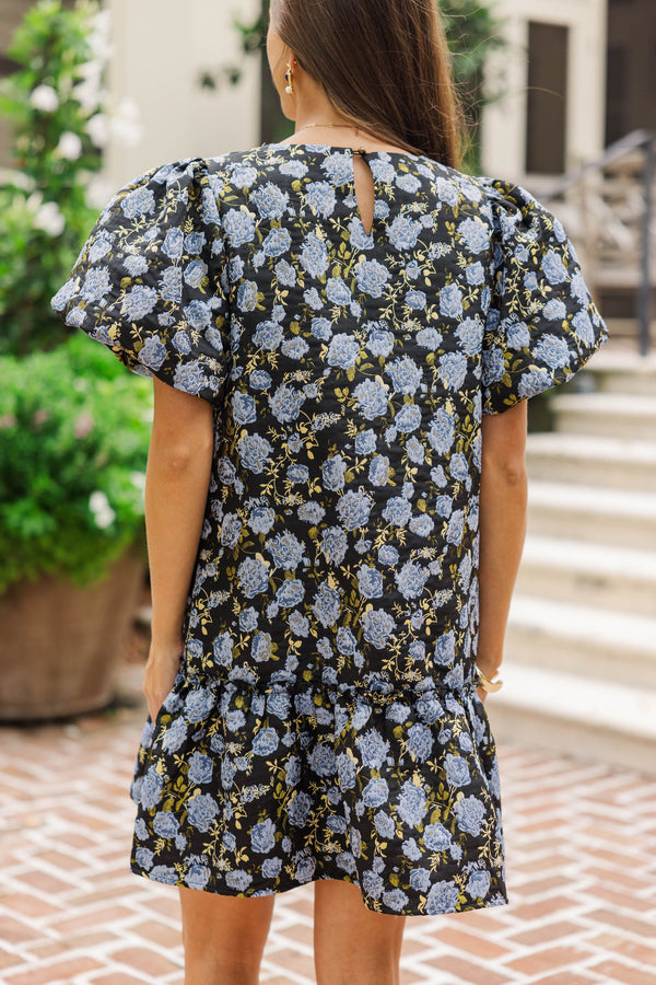 Out To Brunch Black Brocade Dress