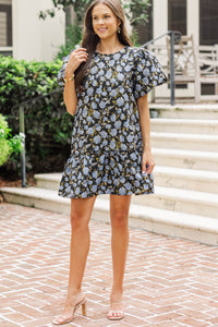 Out To Brunch Black Brocade Dress