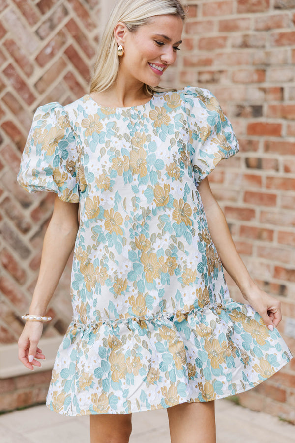 Out To Brunch Taupe Brocade Dress