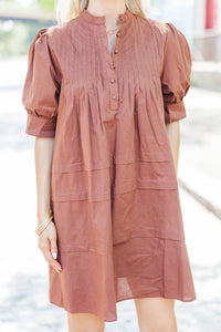 Mark Your Calendars Brown Babydoll Dress