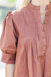 Mark Your Calendars Brown Babydoll Dress