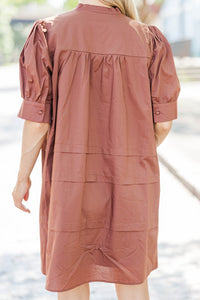 Mark Your Calendars Brown Babydoll Dress