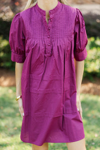 Mark Your Calendars Magenta Babydoll Dress