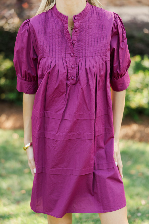 Mark Your Calendars Magenta Babydoll Dress