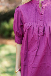 Mark Your Calendars Magenta Babydoll Dress