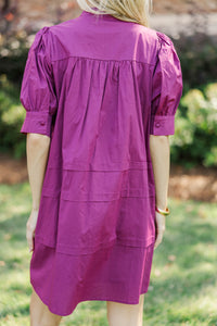 Mark Your Calendars Magenta Babydoll Dress