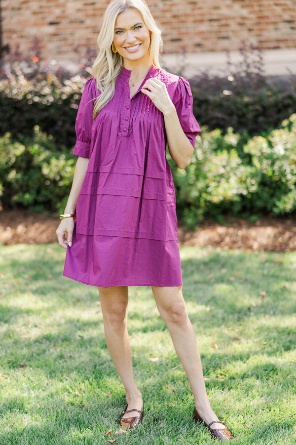 Mark Your Calendars Magenta Babydoll Dress