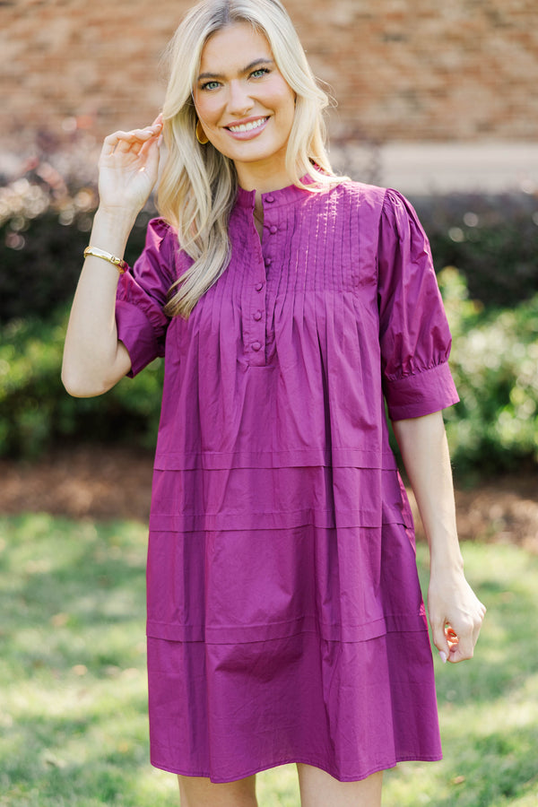 Mark Your Calendars Magenta Babydoll Dress