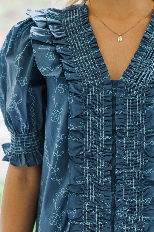 Until I Found You Blue Floral Dress